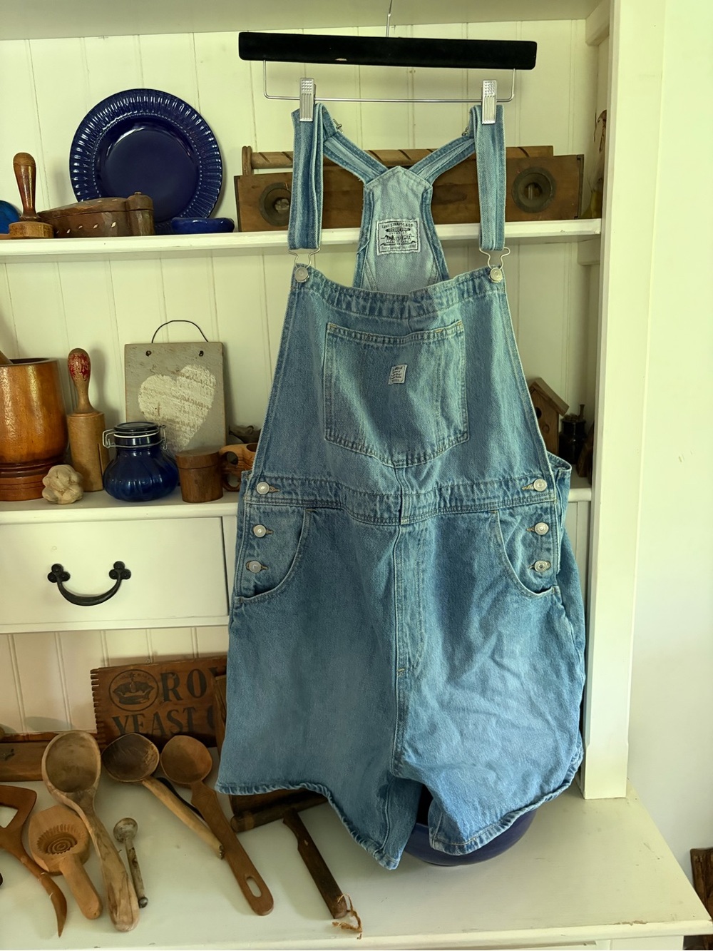 Levi’s Light Wash Denim Short Overalls